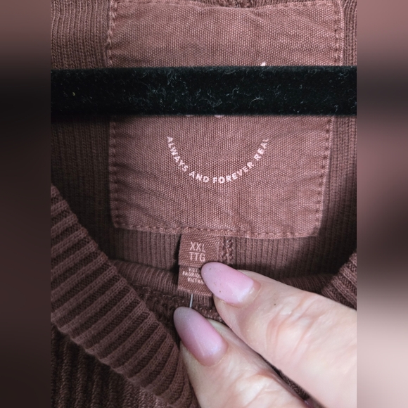 Aerie NWT Ribbed Brown Very Oversized Crewneck Sweatshirt - Size XXL - Picture 4 of 8